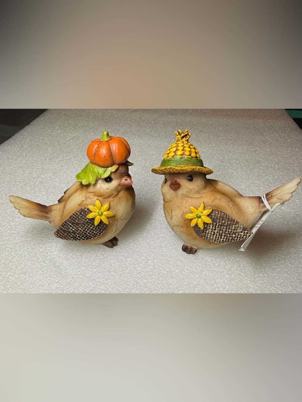 Set of 2 Harvest Bird Figurines – Resin Harvest Birdies